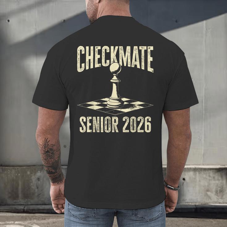 Checkmate Senior 2026 Chess Piece Class Of 2026 Graduation Men's Back Print T-Shirt