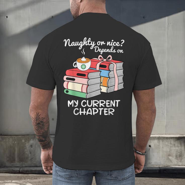 Christmas Book Lovers Naughty Or Nice Men's Back Print T-Shirt