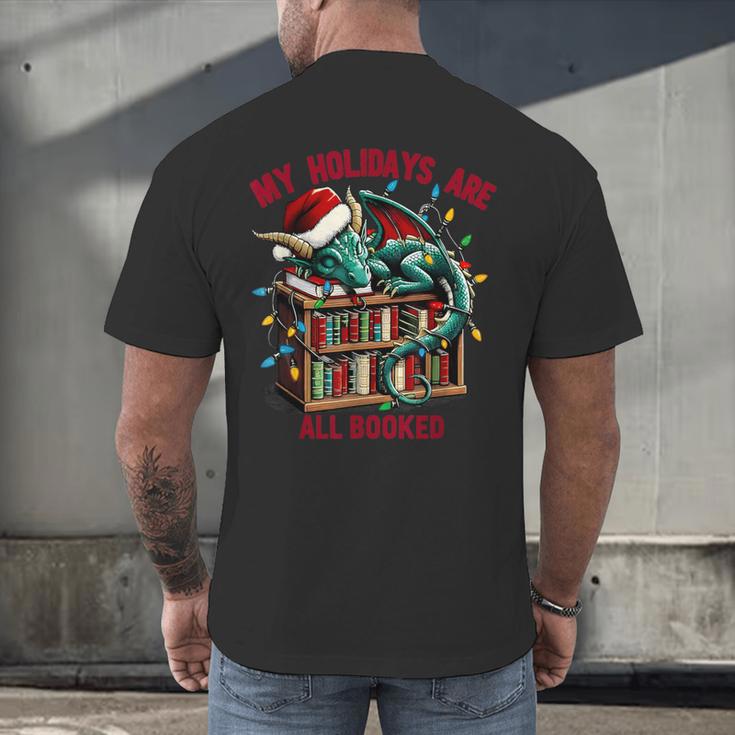 Christmas Dragon My Holidays Are All Booked Book Lovers Kids Men's Back Print T-Shirt
