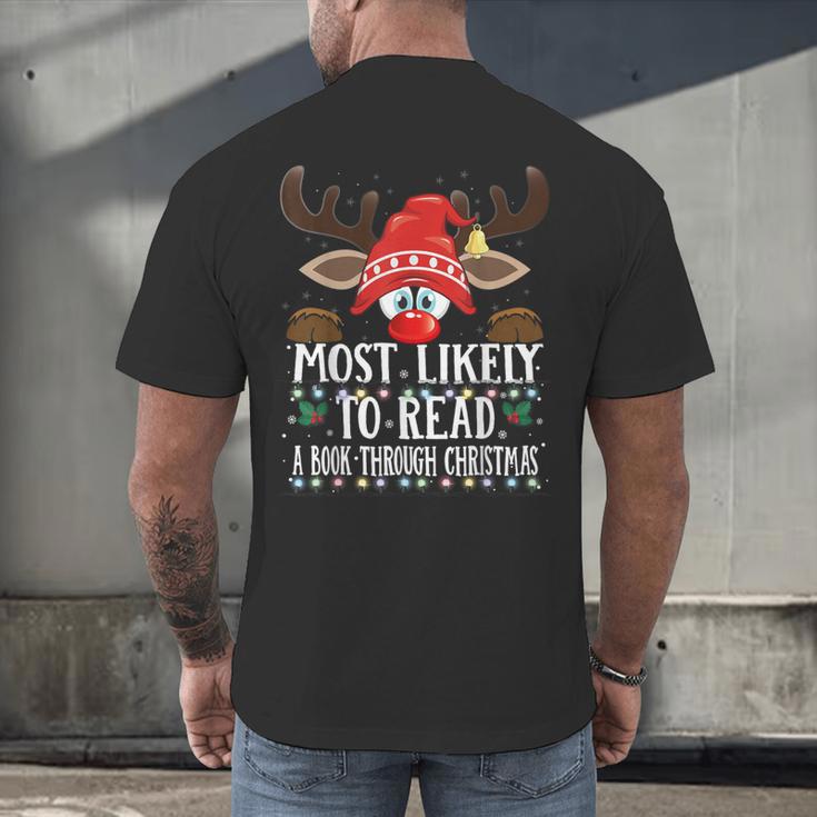 Christmas Matching Most Likely To Read A Book PJS Men's Back Print T-Shirt