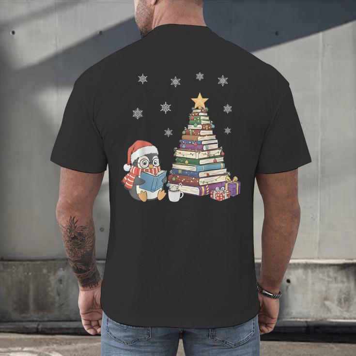 Christmas A Penguin Reading Book Snowflake Cocoa Hot Teacher Men's Back Print T-Shirt