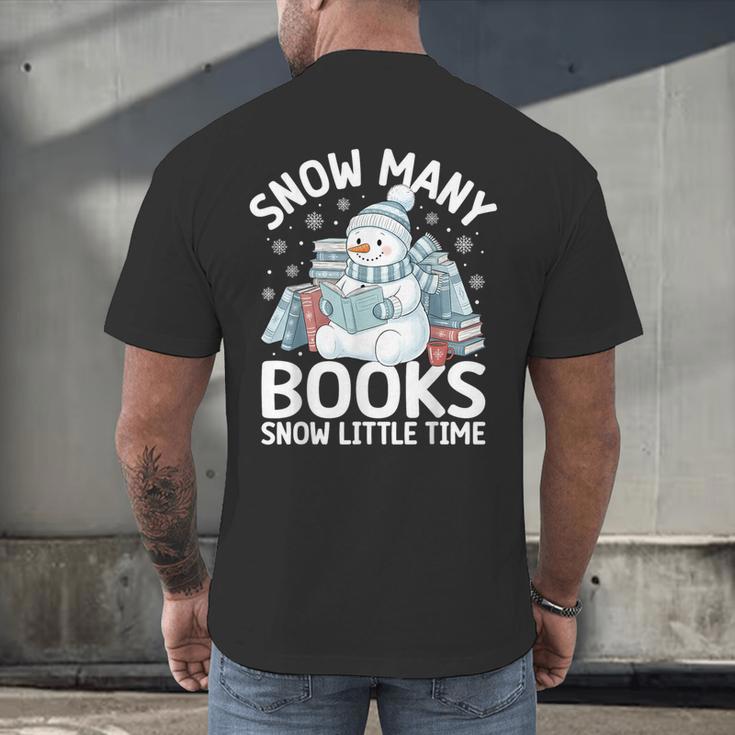Christmas Reading Snowman So Many Books Men Women Kids Men's Back Print T-Shirt