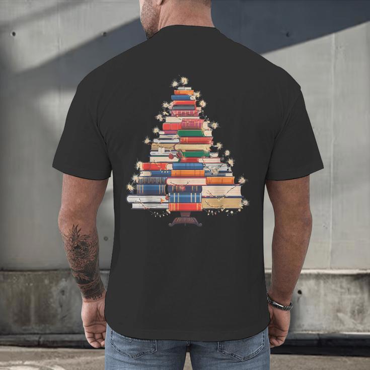 Christmas Tree Book Bookworm Men's Back Print T-Shirt