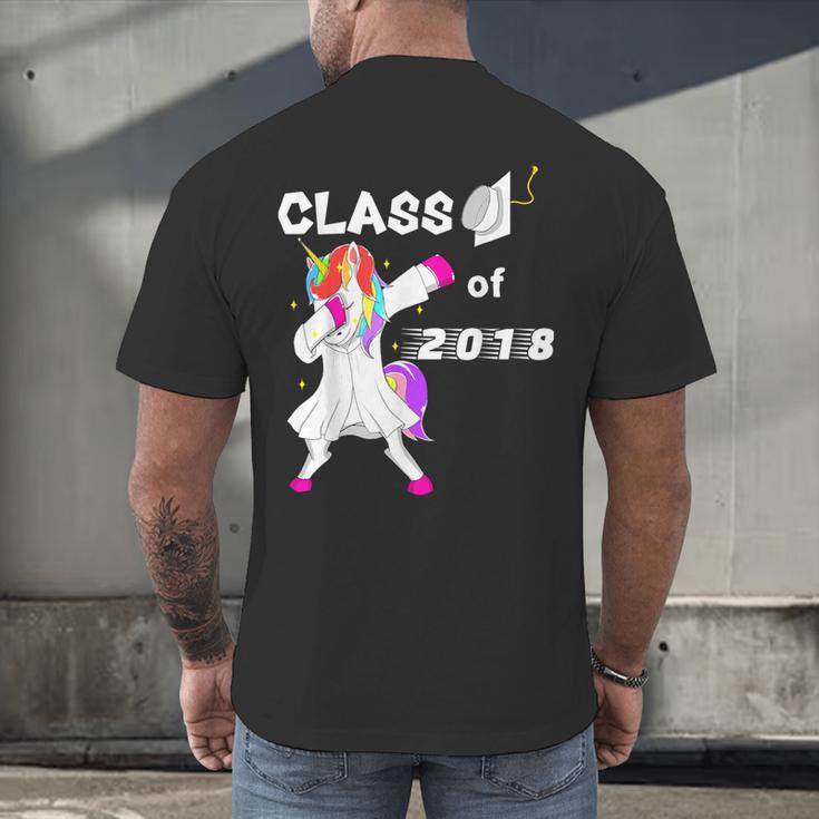 Class Of 2018 Graduation Him Her Unicorn Dabbing Shirt Men's Back Print T-Shirt