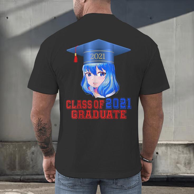 Class Of 2021 Graduate Kawaii Anime Girl School Graduation Men's Back Print T-Shirt