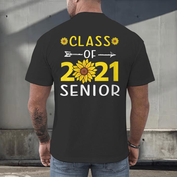 Class Of 2021 Senior Graduation Sunflower Men's Back Print T-Shirt