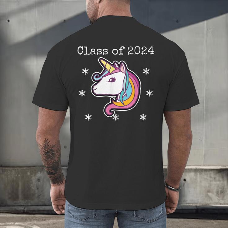 Class Of 2024 Graduation Year Unicorn Tee Shirt Men's Back Print T-Shirt