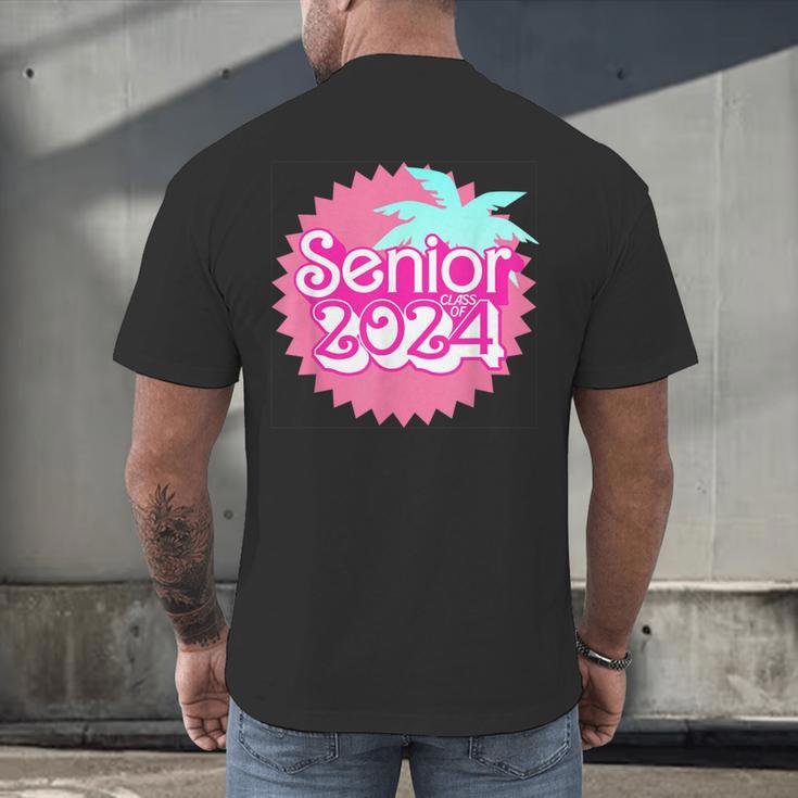 Class Of 2024 Senior Pink Retro Classic Girl Grad Graduation Men's Back Print T-Shirt