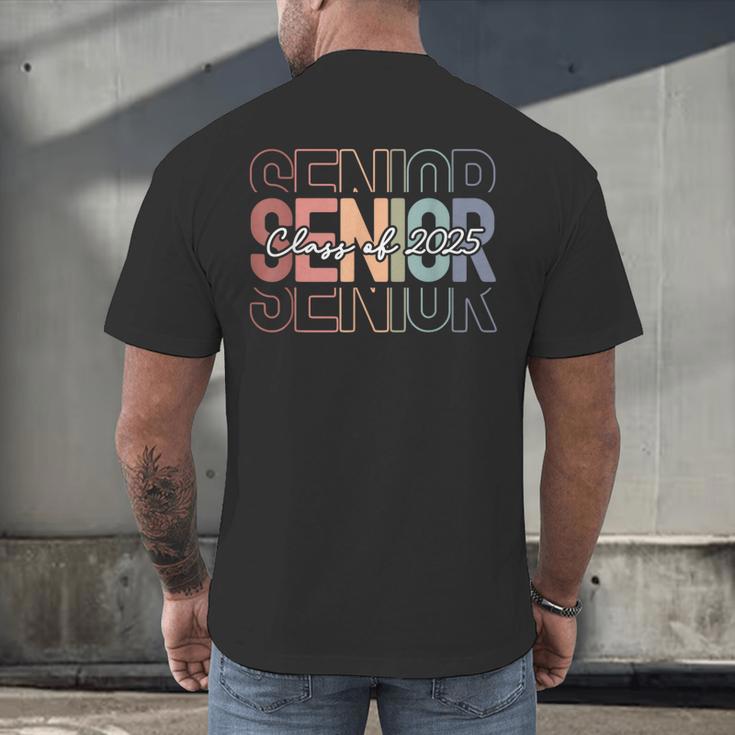 Class Of 2025 Senior 2025 Graduation Leopard Retro Rainbow Men's Back Print T-Shirt