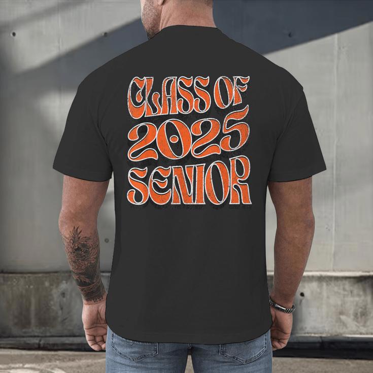 Class Of 2025 Senior Orange And Student Graduation Men's Back Print T-Shirt