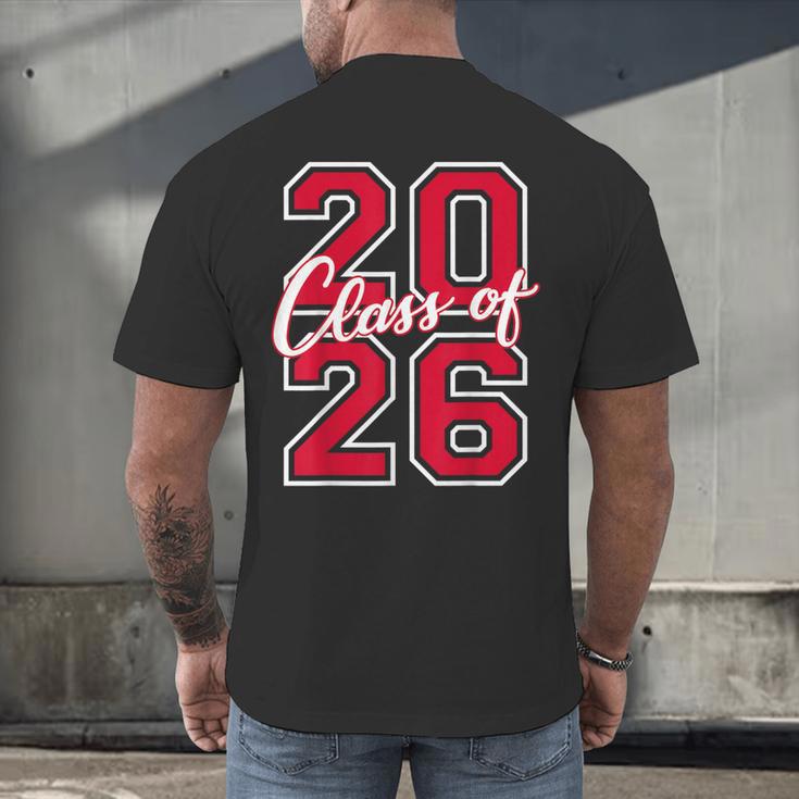 Class Of 2026 Graduation Red With Varsity Letters Men's Back Print T-Shirt