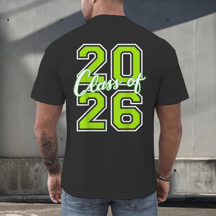 Class Of 2026 Graduation Varsity Lime Green Letters Men's Back Print T-Shirt