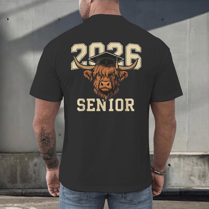 Class Of 2026 Highland Cow Senior Graduation School Pride Men's Back Print T-Shirt