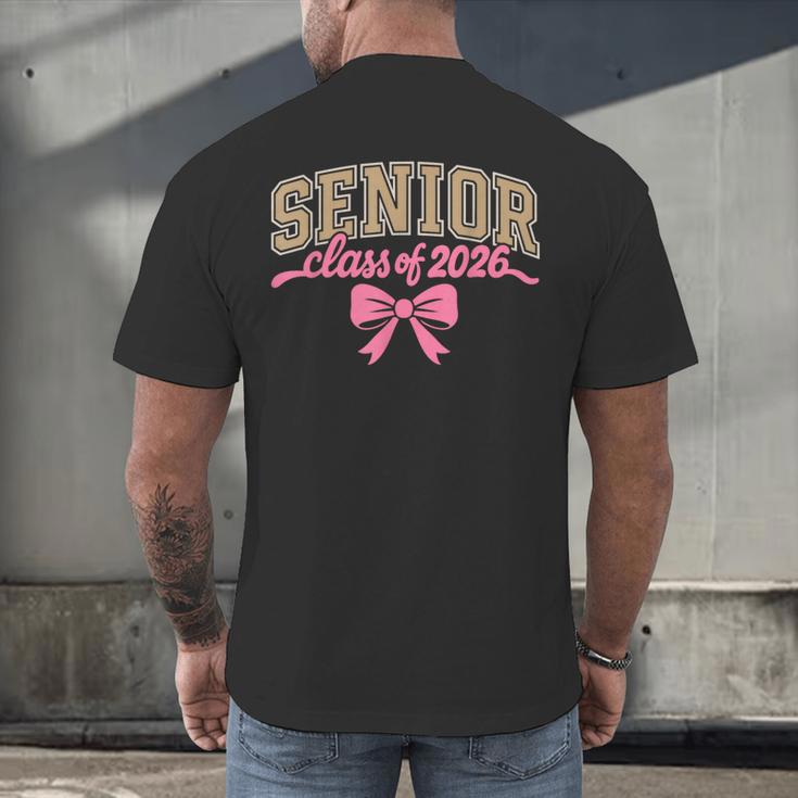 Class Of 2026 Pink Coquette Bow Senior Graduation Men's Back Print T-Shirt