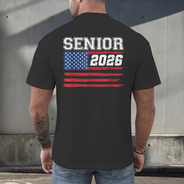 Class Of 2026 Senior Back To School American Flag Graduation Men's Back Print T-Shirt
