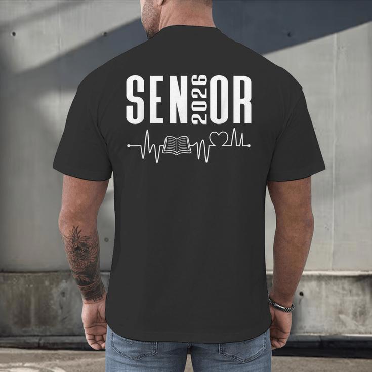 Class Of 2026 Senior Reading Themed Book Heartbeat Men's Back Print T-Shirt Class Of 2026 Senior Reading Themed Book Heartbeat Men's Back Print T-Shirt