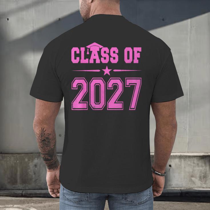 Class Of 2027 Pink Girls Shirt Graduation Men's Back Print T-Shirt