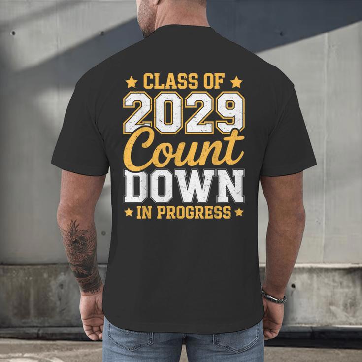 Class Of 2029 Count Down Fun First Day 8th Grade Graduation Men's Back Print T-Shirt