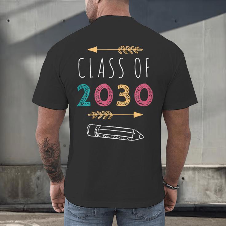 Class Of 2030 Grow With Me 2nd Grade Graduation Men's Back Print T-Shirt