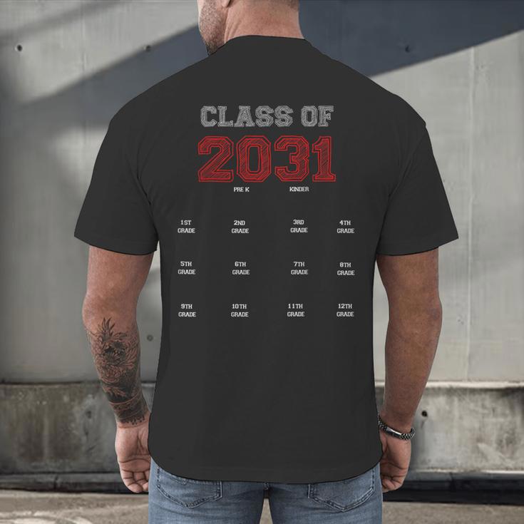 Class Of 2031 Graduation T-Shirt With Space For Hand Prints Men's Back Print T-Shirt