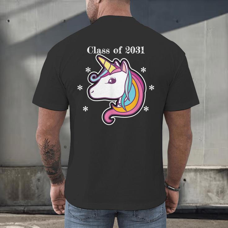 Class Of 2031 Graduation Year UnicornShirt Men's Back Print T-Shirt