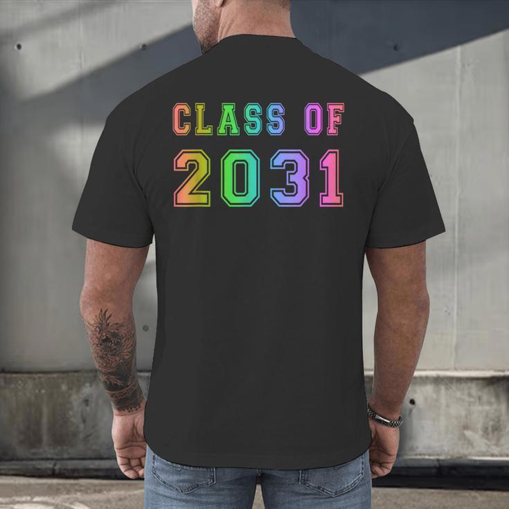 Class Of 2031 High School Graduation Date Kindergarten Shirt Men's Back Print T-Shirt
