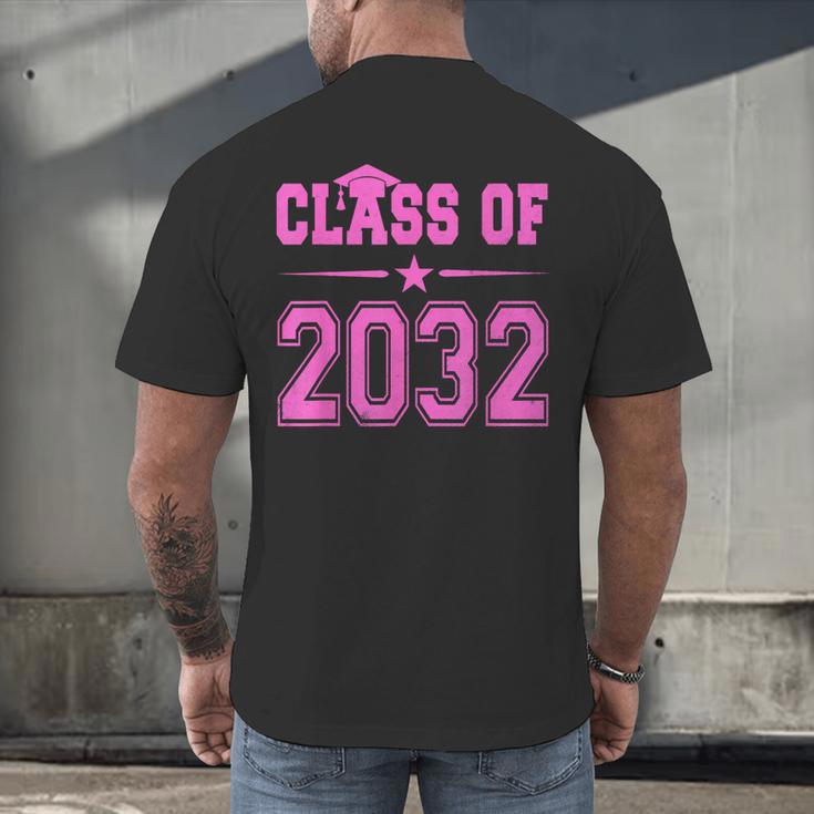 Class Of 2032 Pink Girls Shirt Graduation Men's Back Print T-Shirt