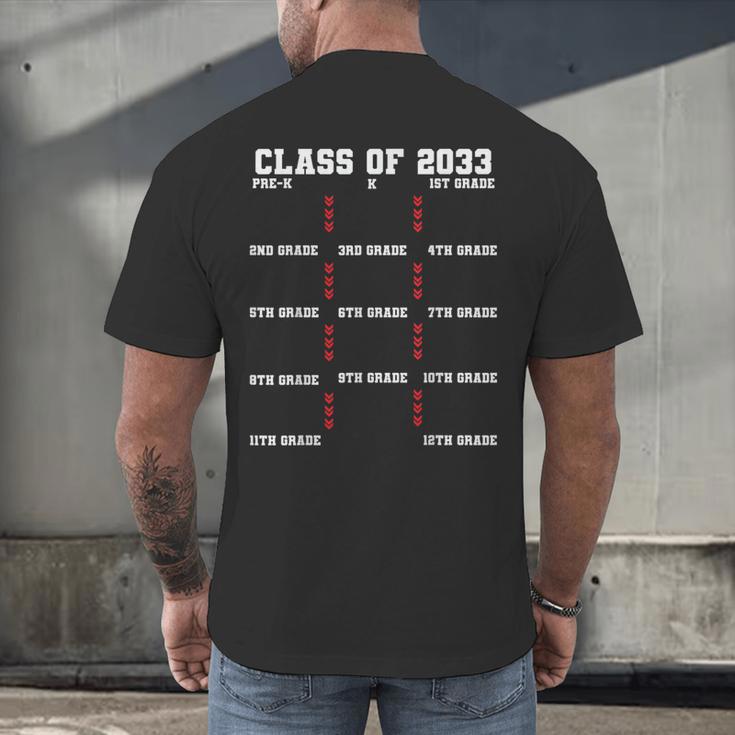 Class Of 2033 Graduation With Space For Hand Prints Men's Back Print T-Shirt
