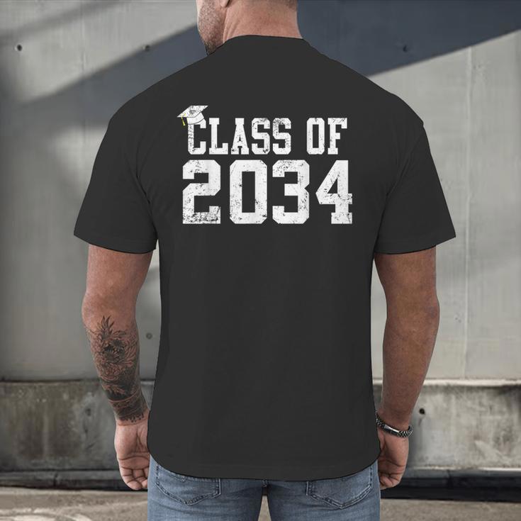 Class Of 2034 Grow With Me First Day Of School Graduation Men's Back Print T-Shirt