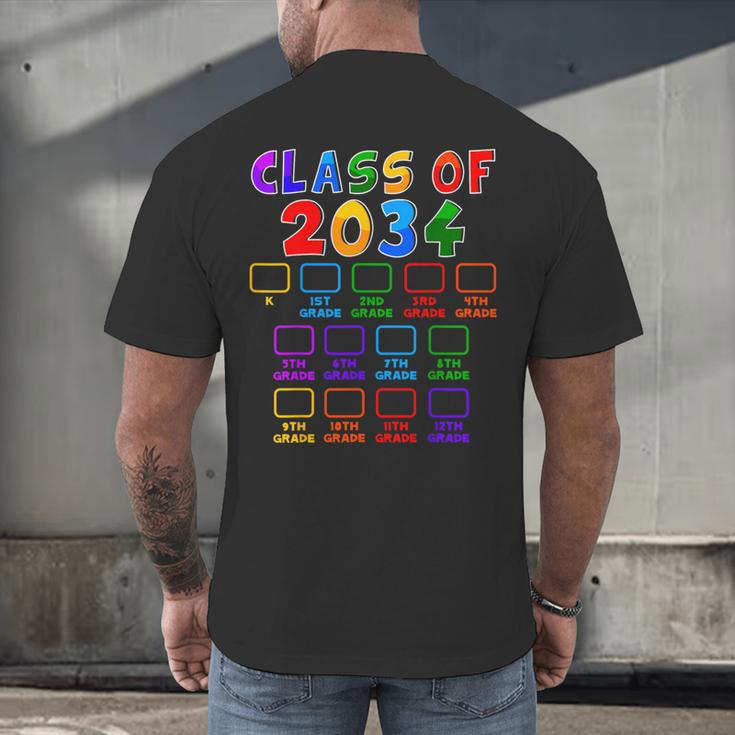 Class Of 2034 Grow With Me Graduation First Day Of School Men's Back Print T-Shirt