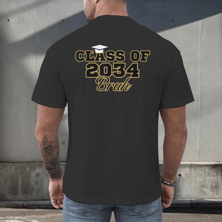 Class Of 2034 Senior 2034 Graduation Bruh Men's Back Print T-Shirt