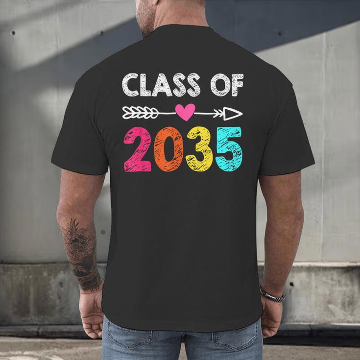 Class Of 2035 Kindergarten Pre K Grow With Me Graduation Men's Back Print T-Shirt