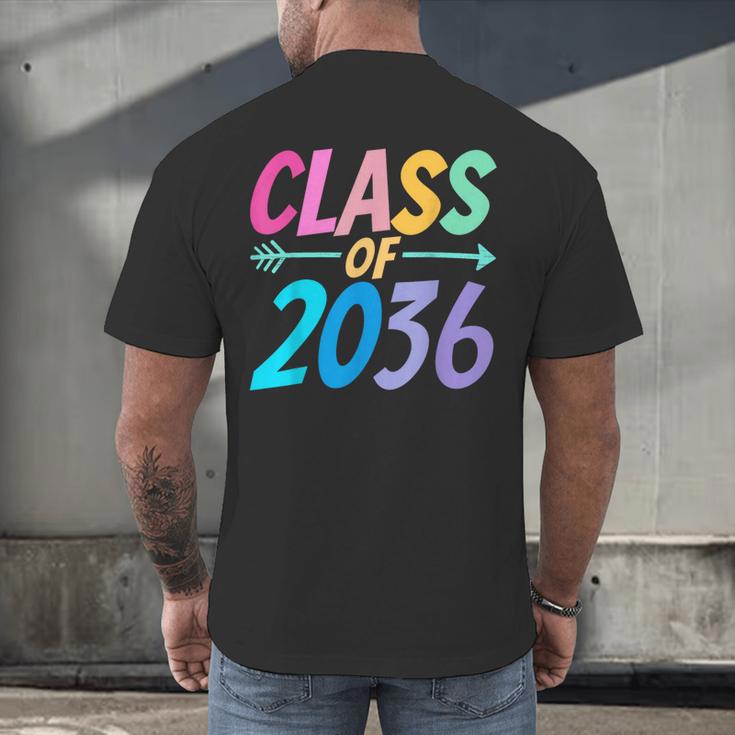 Class Of 2036 First Day Kindergarten Grow With Me Graduation Men's Back Print T-Shirt