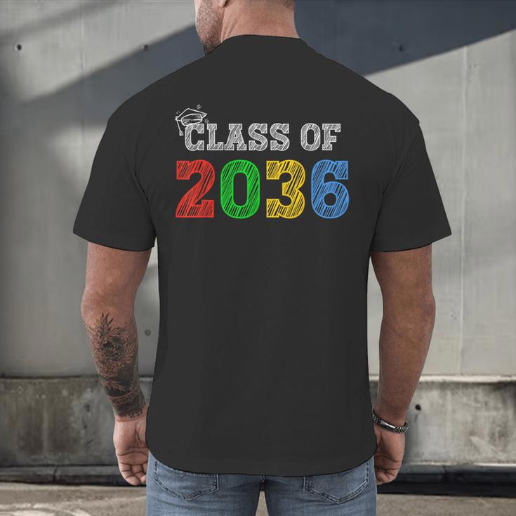 Class Of 2036 Grow With Me Graduation First Day Of School Men's Back Print T-Shirt