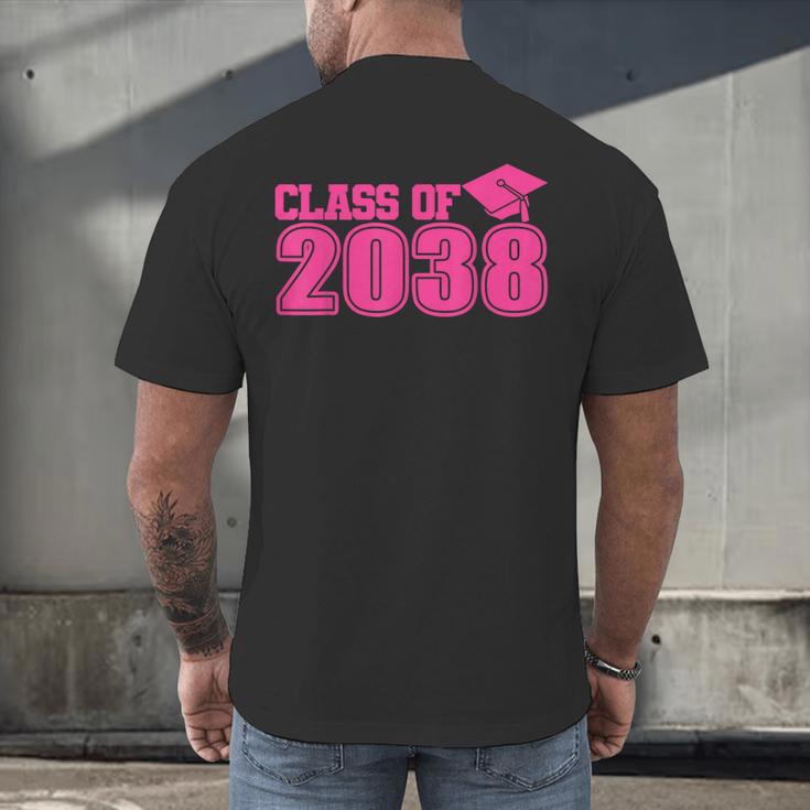 Class Of 2038 Pink Girls Growing Up School Memory Graduation Men's Back Print T-Shirt