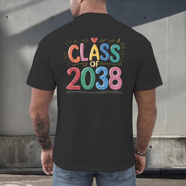 Class Of 2038 Pre K Graduate Preschool Graduation Men's Back Print T-Shirt