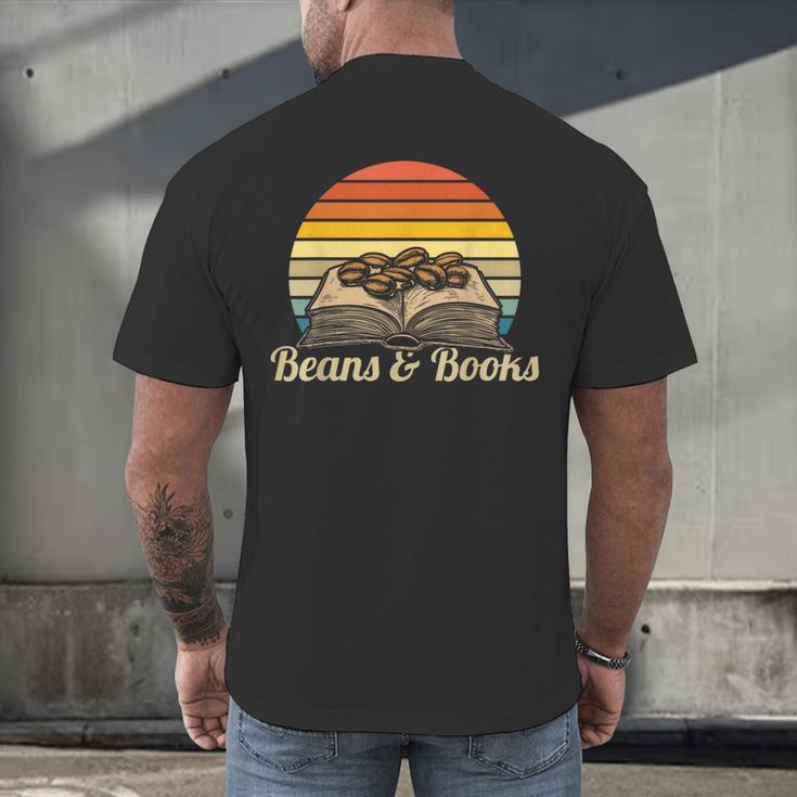 Coffee Beans & Books Retro Bookworm Librarian Men's Back Print T-Shirt