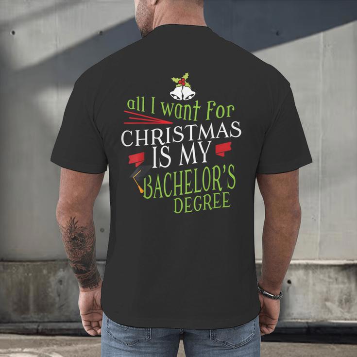 College Student Christmas Bachelors Degree Graduation Men's Back Print T-Shirt