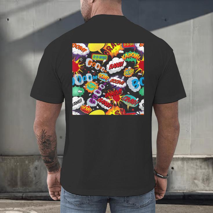 Comic Book Pop Art Modern Fun Men's Back Print T-Shirt