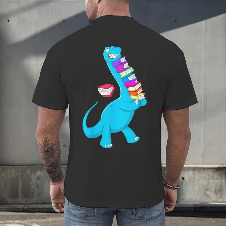 Cool Dinosaur Books Art For Men Women Libarian Book Lover Men's Back Print T-Shirt Cool Dinosaur Books Art For Men Women Libarian Book Lover Men's Back Print T-Shirt
