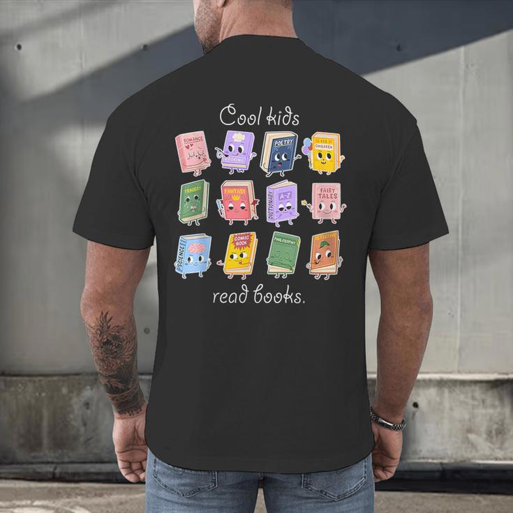Cool Kids Read Books School Librarian Reading Teacher Men's Back Print T-Shirt
