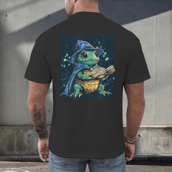 Cool Magical Book With Wizard Turtle For Adults And Kids Men's Back Print T-Shirt