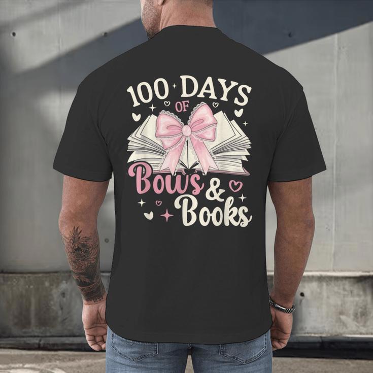 Coquette 100 Days Of Bows Books Reading 100th Day Of School Men's Back Print T-Shirt
