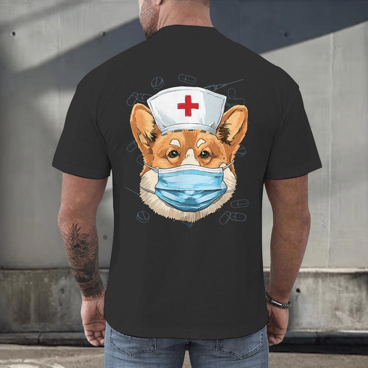 Corgi Dog Nurse RN Nursing School Graduation Men's Back Print T-Shirt