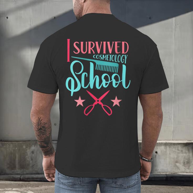Cosmetology Graduation Tee I Survived Cosmetology School Men's Back Print T-Shirt