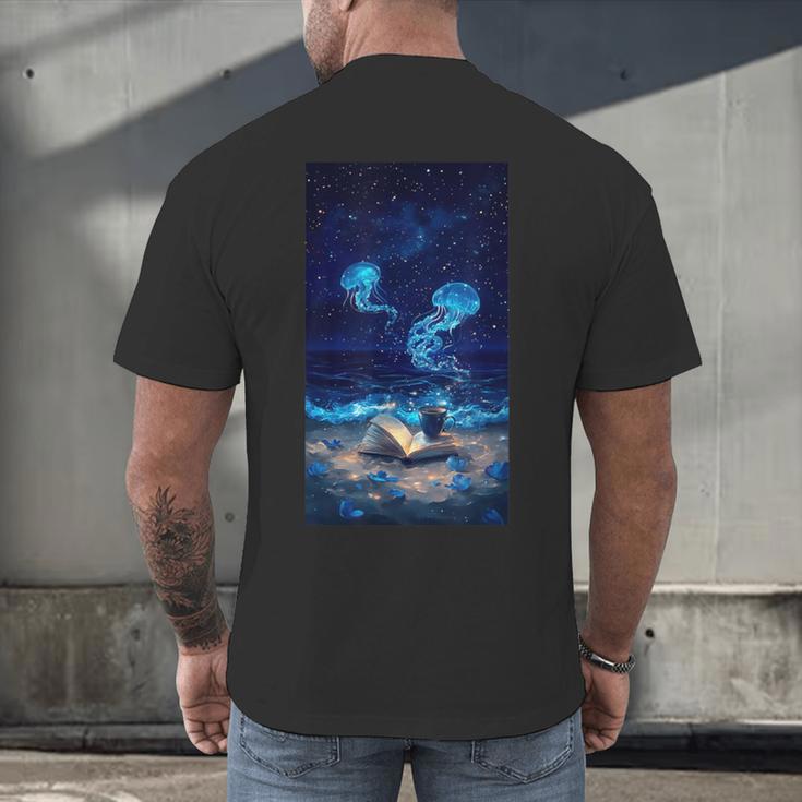 Cosmic Botanical Book Lover Reading Men's Back Print T-Shirt