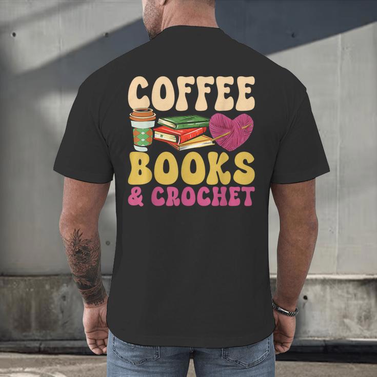 Crochet Coffee Reading Books Crocheter Crocheting Men's Back Print T-Shirt