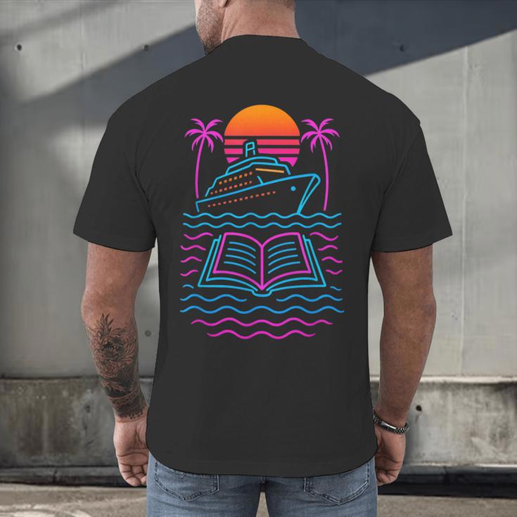 Cruise Ship Vacations Reading Book Lovers Sunset Men's Back Print T-Shirt