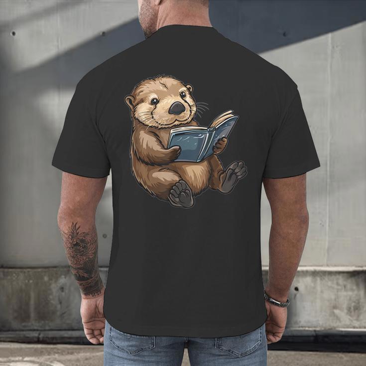 Cute Book Sea Otter Men's Back Print T-Shirt