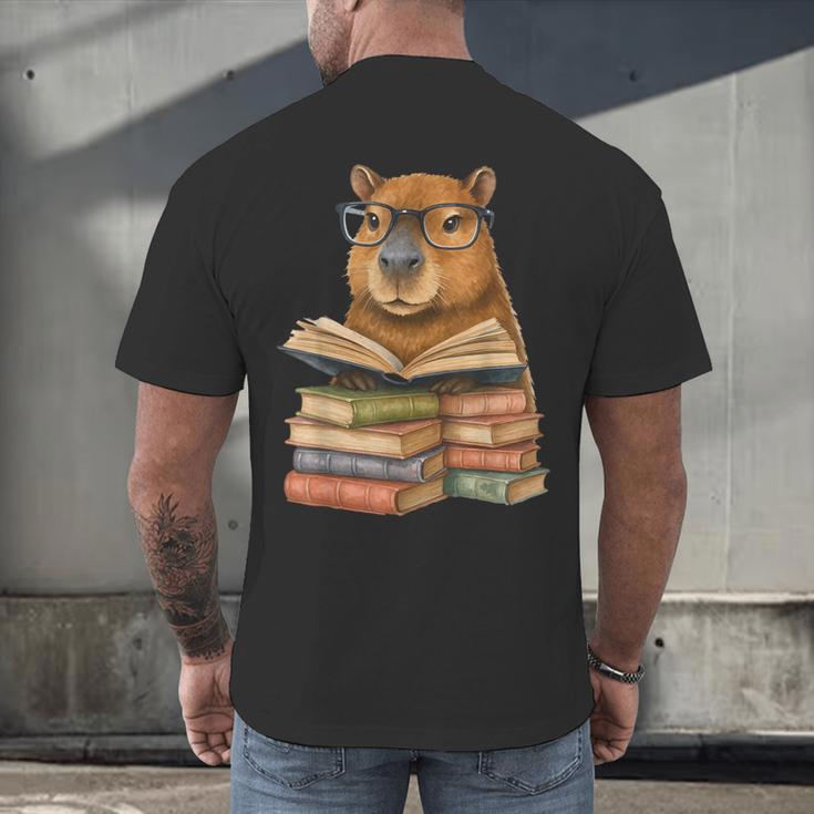 Cute Capybara Reading Books Animal Capybara Bookworms Men's Back Print T-Shirt
